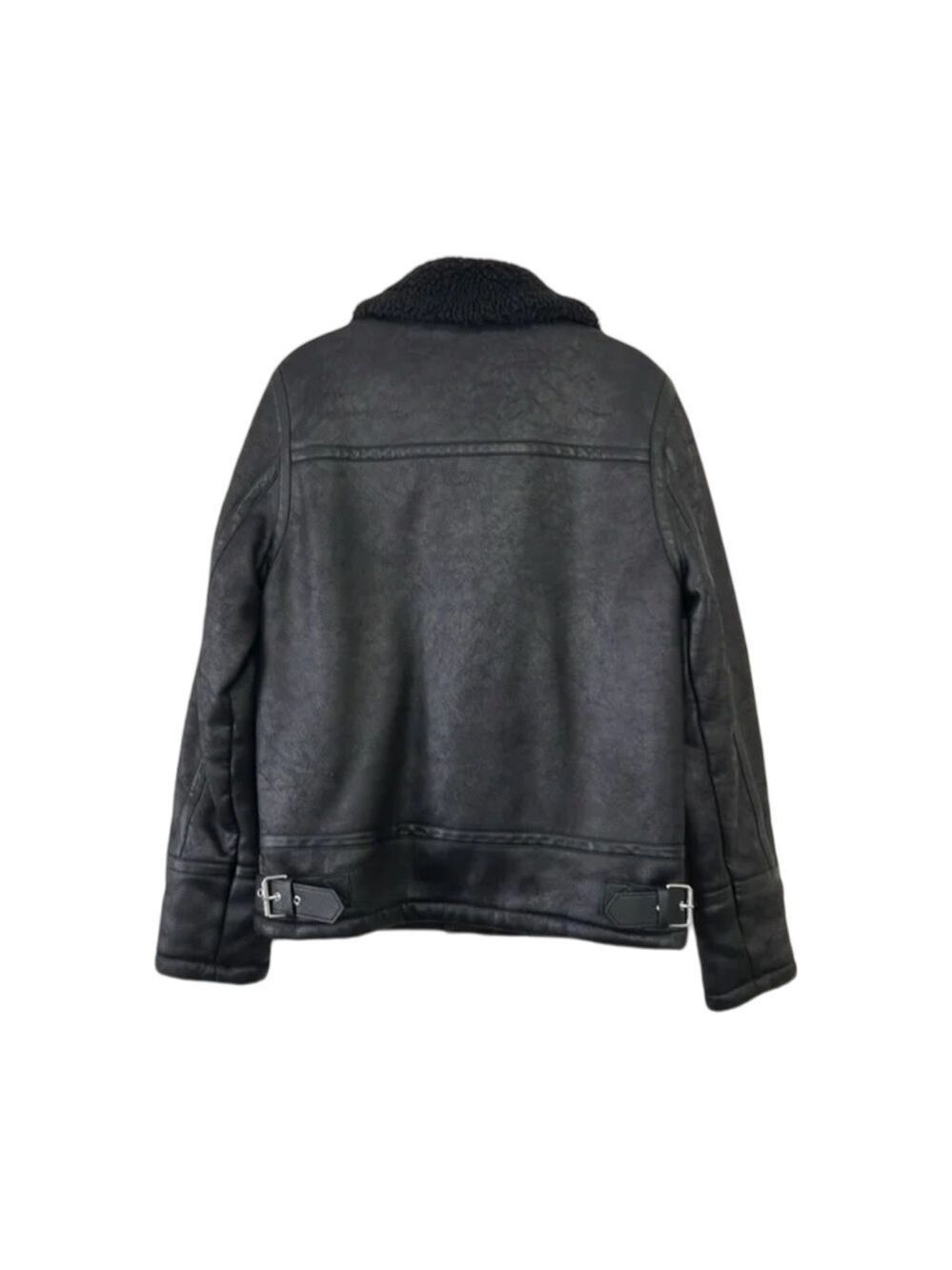 Calvin Klein Black Faux Shearling Motorcycle Jacket NWT Size M - Picture 3 of 12